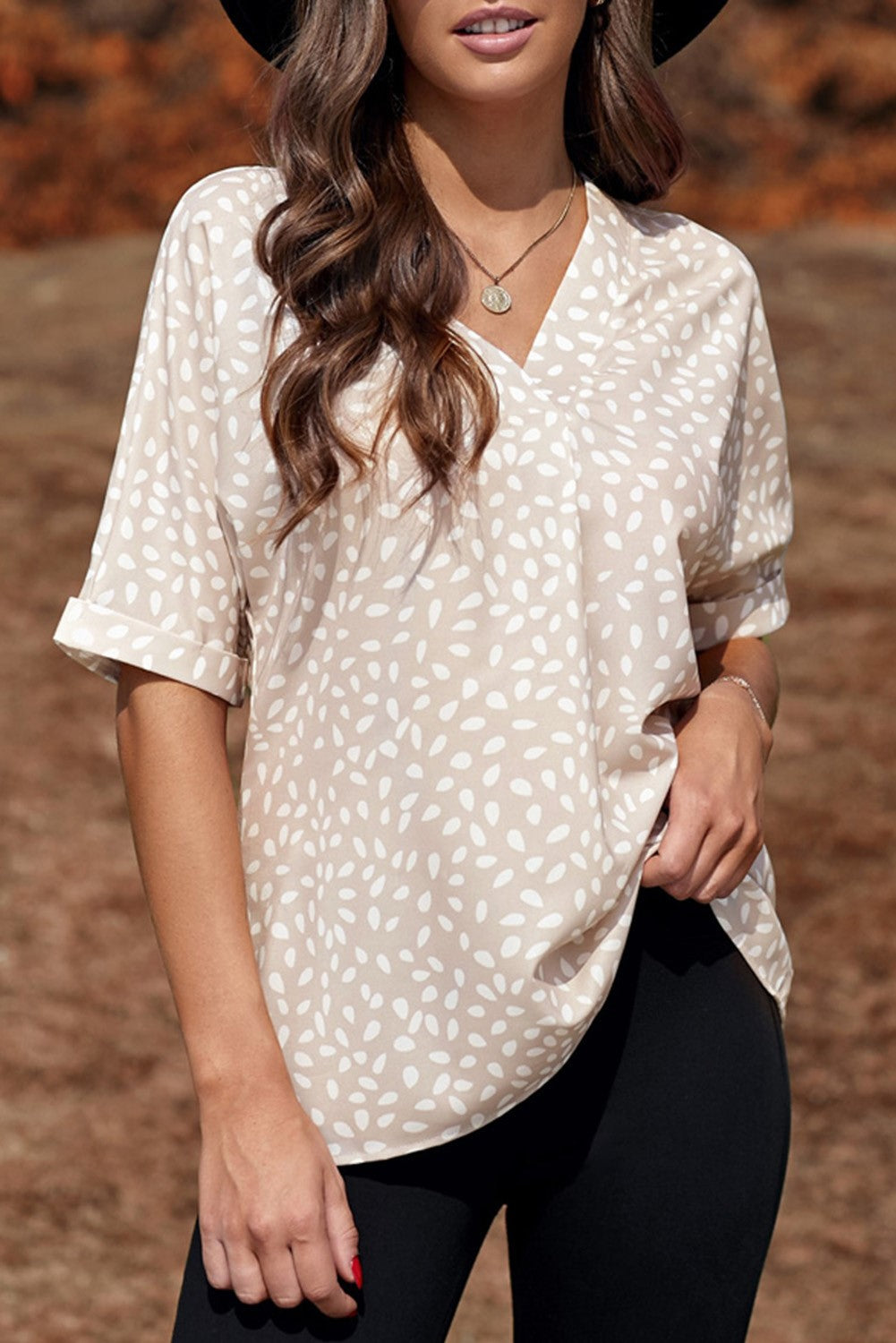 Animal Print V-neck Tunic Top