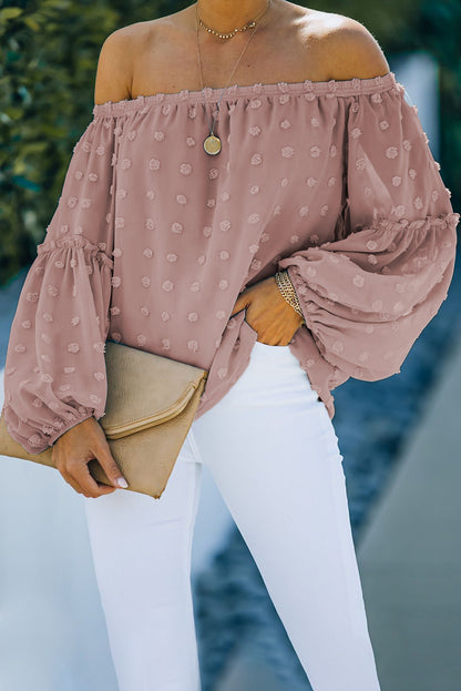 Swiss Dot Off The Shoulder Blouse