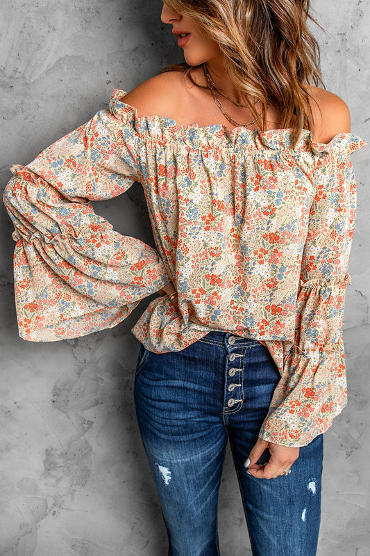 Floral Off Shoulder Bell Sleeve Blouse