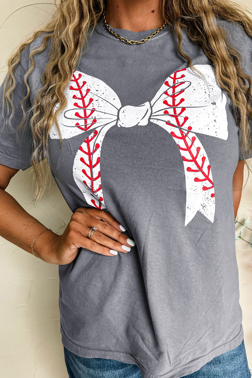 Baseball Bowknot Graphic Tee