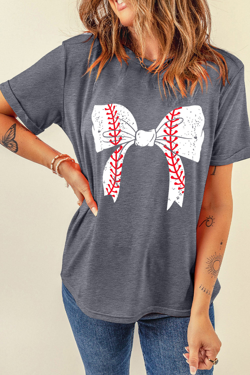 Baseball Bowknot Graphic Tee