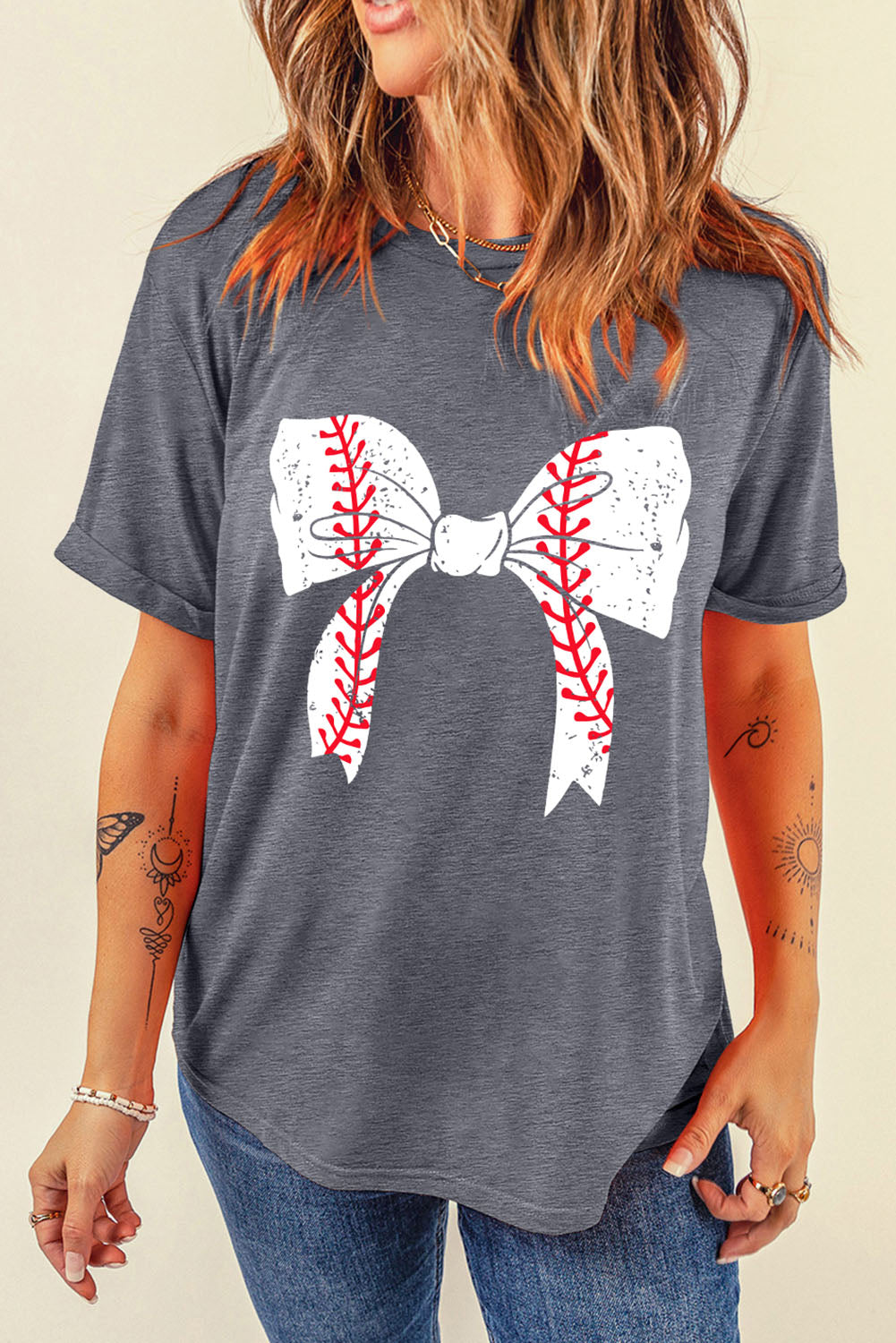 Baseball Bowknot Graphic Tee