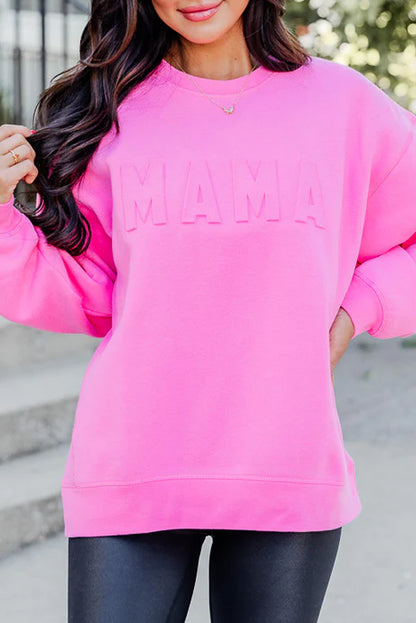 MAMA Embossed Casual Sweatshirt