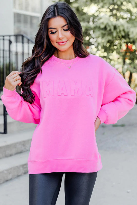 MAMA Embossed Casual Sweatshirt