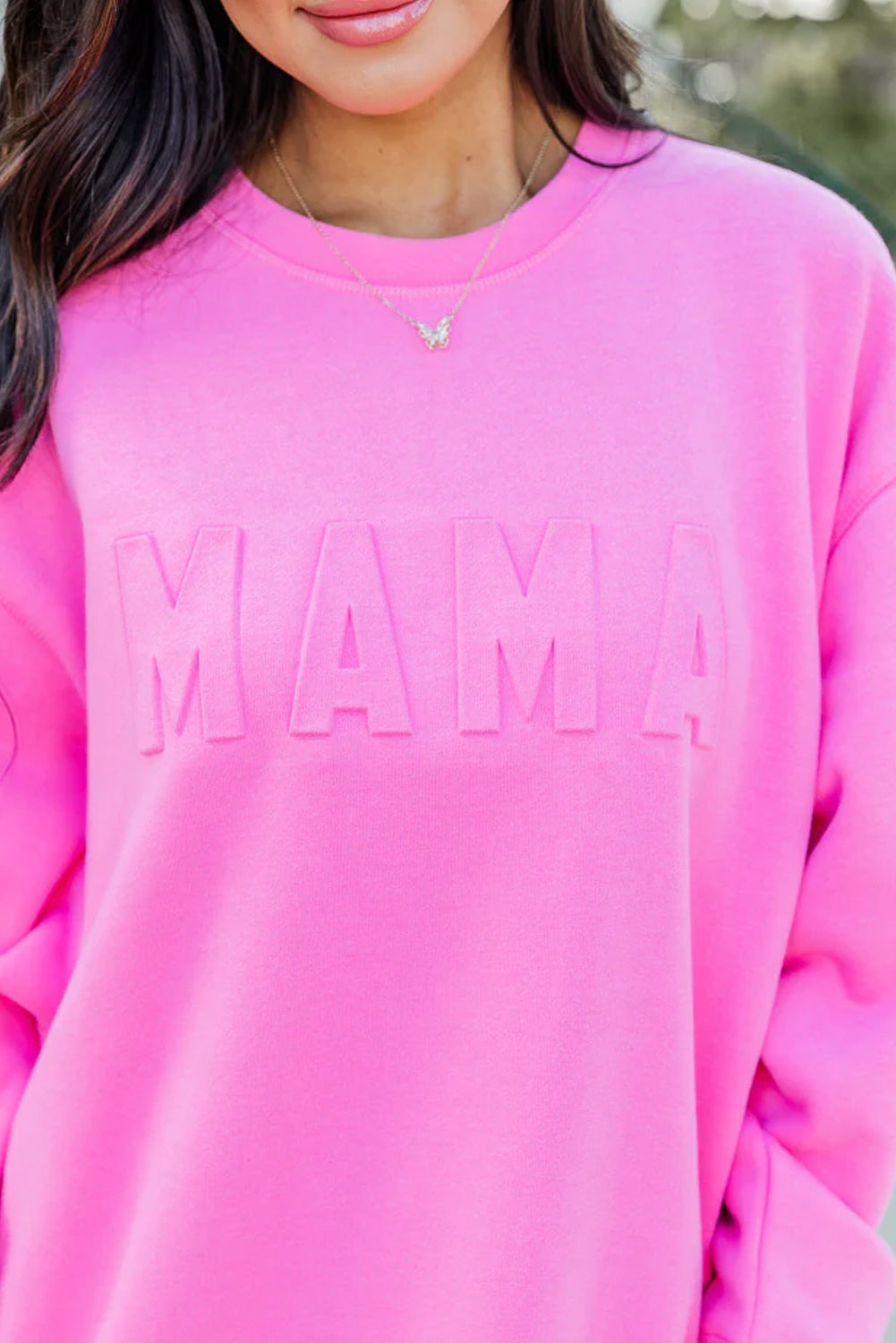 MAMA Embossed Casual Sweatshirt