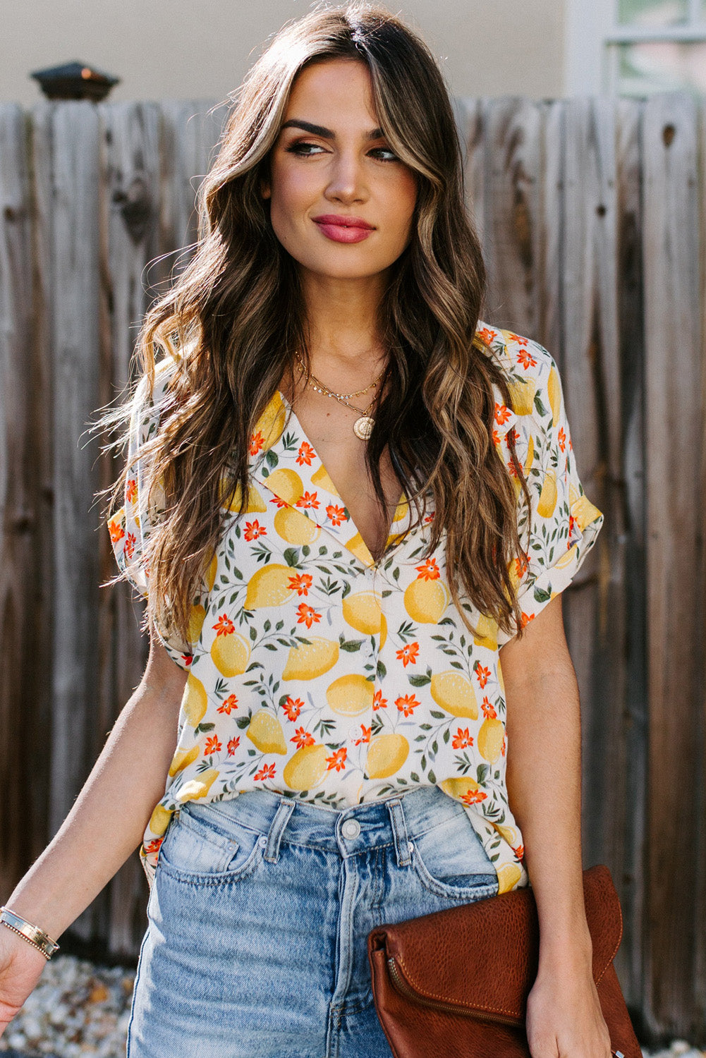Lemon Vacation Print Loose Top