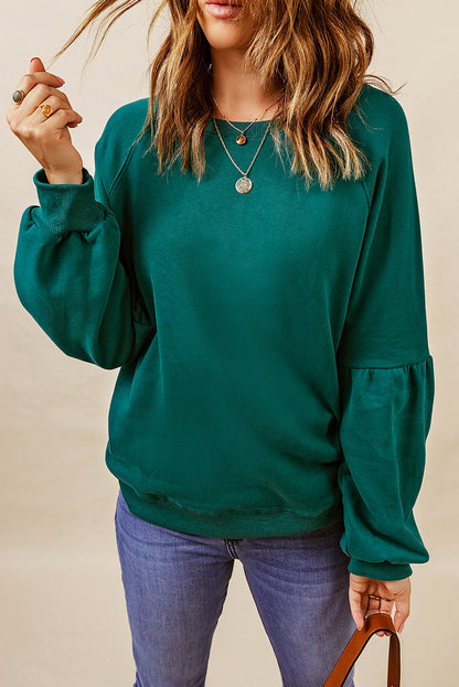 Raglan Patchwork Sleeve Pullover Sweatshirt | 2 Colors|