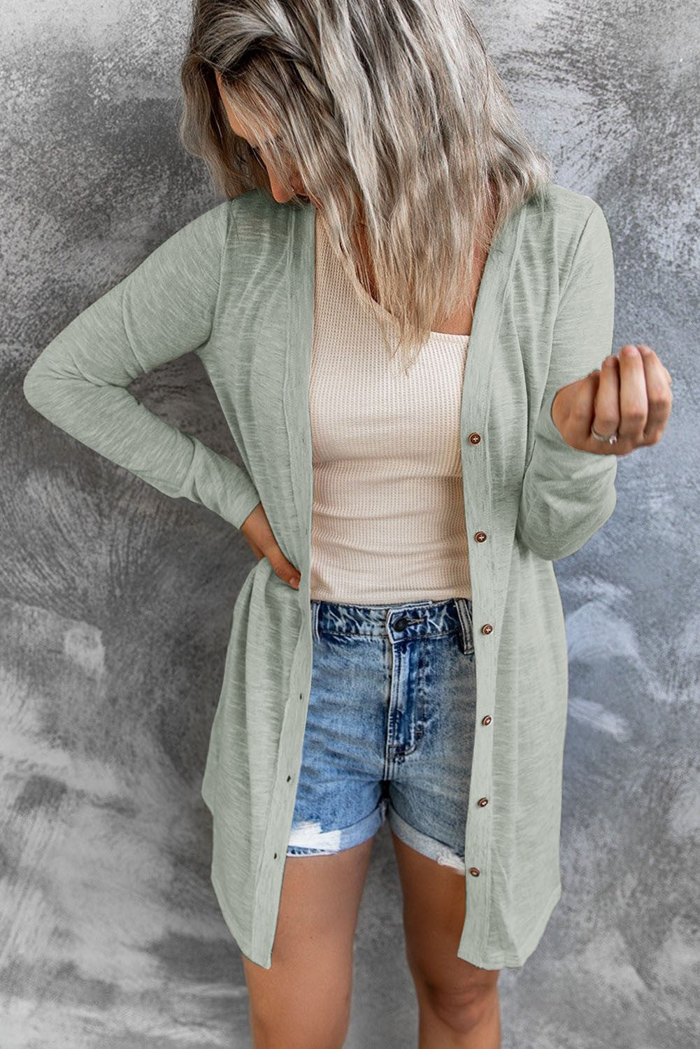 Open-Front Buttons Cardigan | 3 Colors |