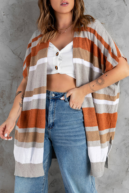 Striped Short Sleeve Kimono