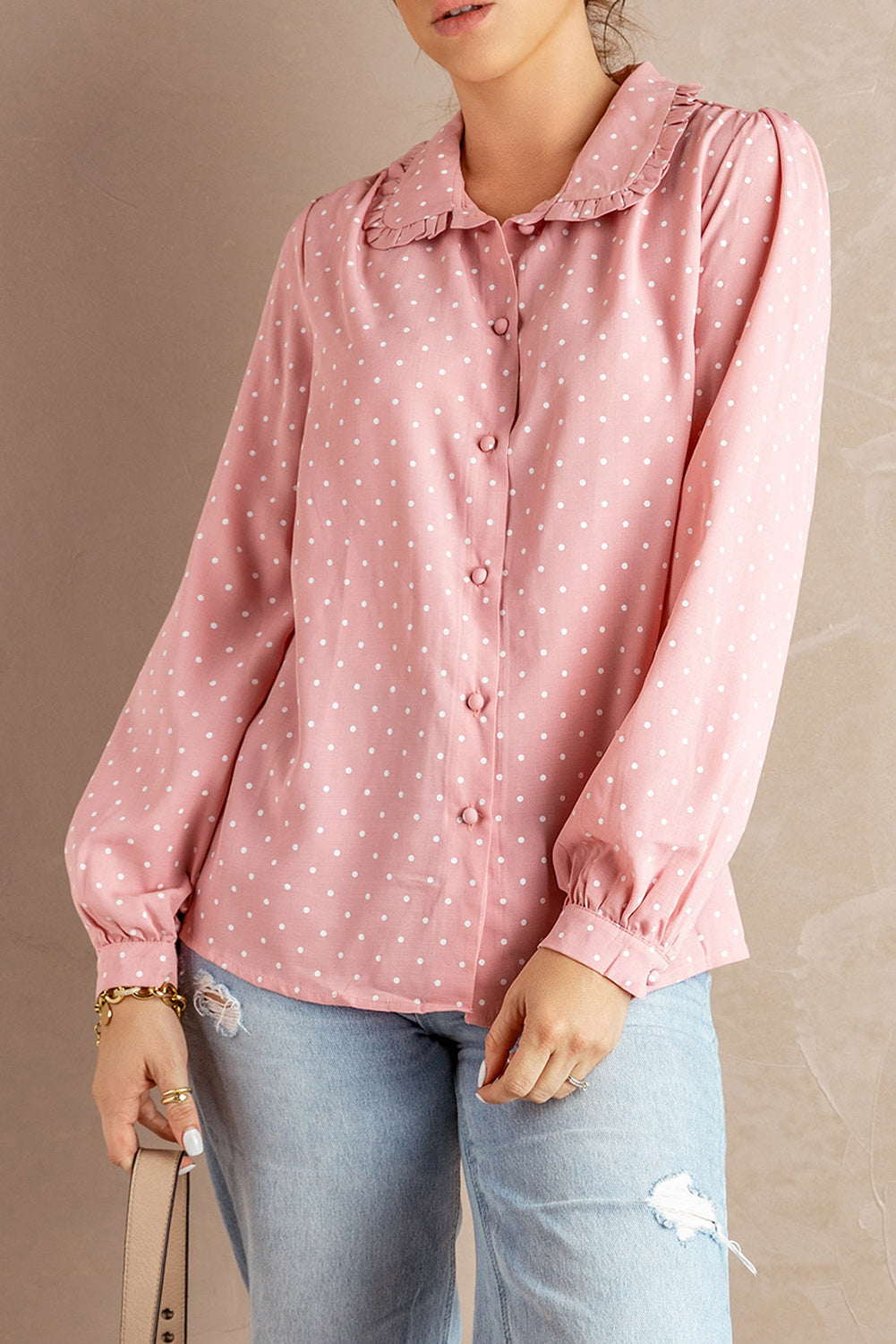 Polka Dot Long Sleeve Blouse