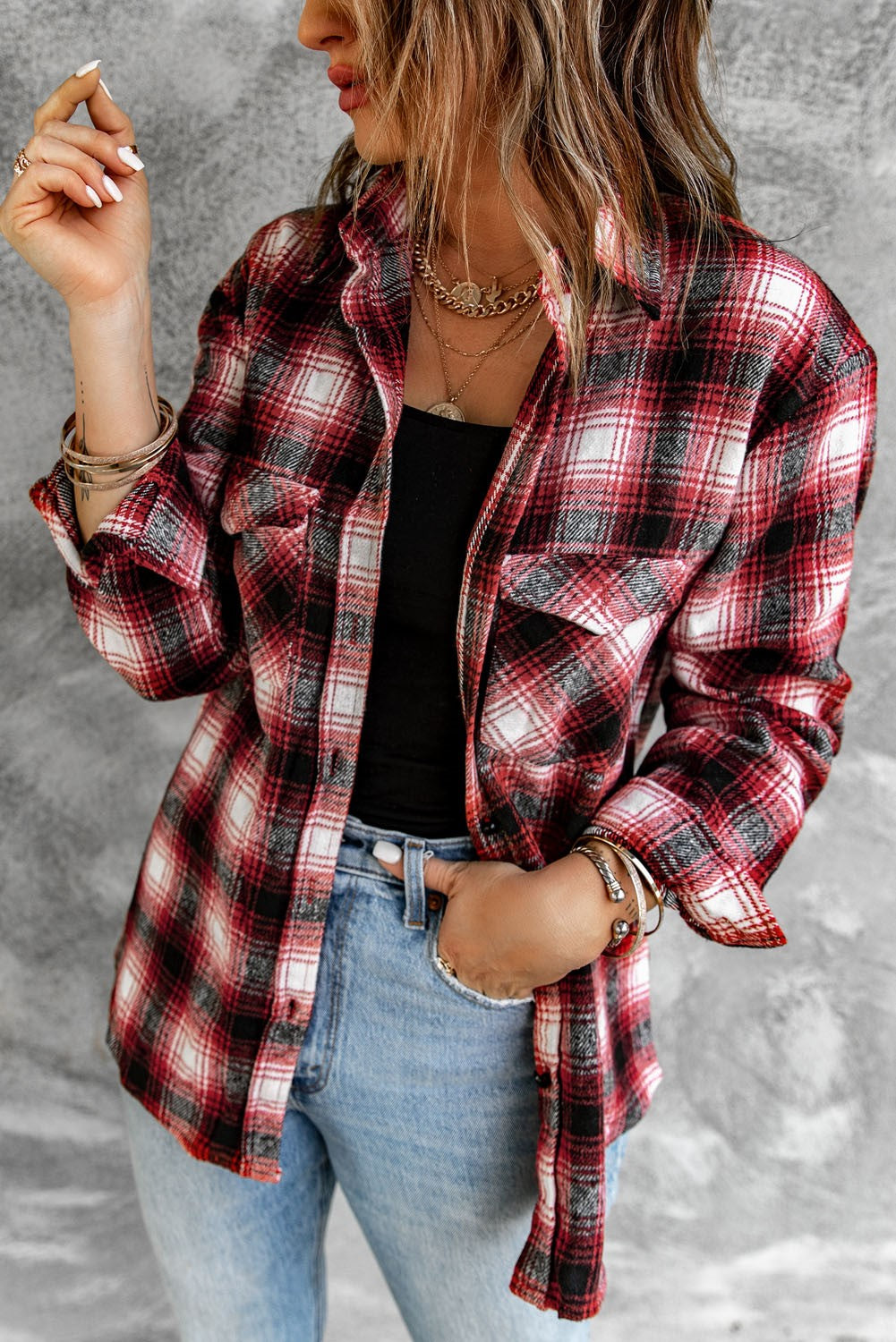 Pocketed Plaid Shacket | 2 Colors|