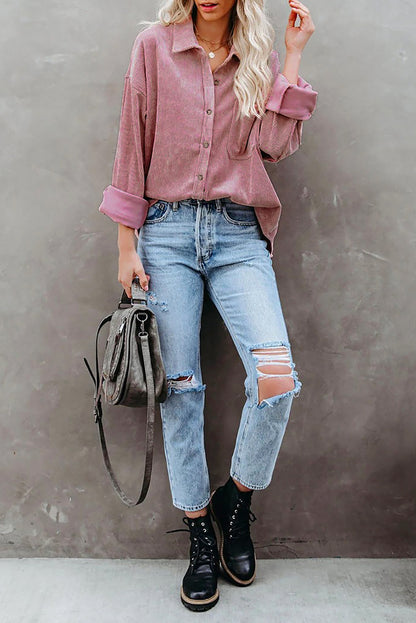 Corduroy Button Pocket Shirt | 2 Colors |