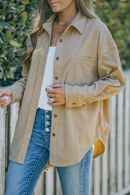 Corduroy Button Pocket Shirt | 2 Colors |