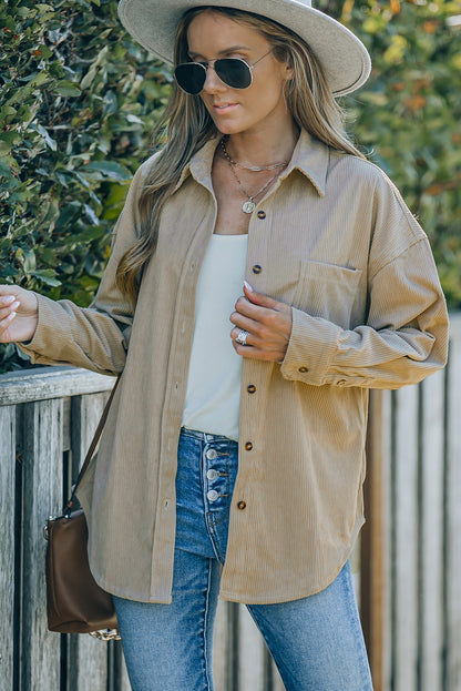 Corduroy Button Pocket Shirt | 2 Colors |