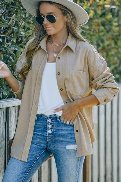 Corduroy Button Pocket Shirt | 2 Colors |