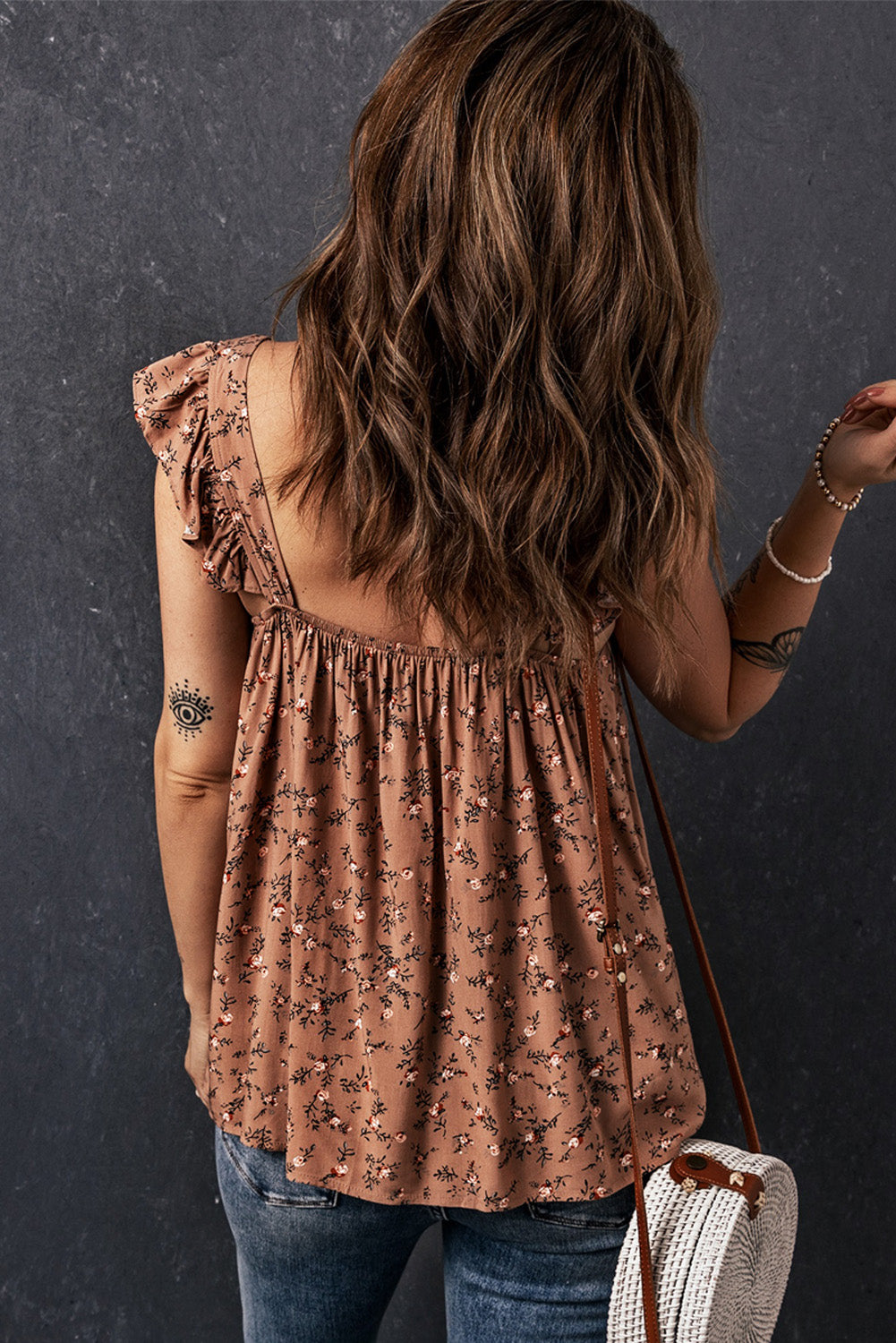 Floral Smocked Flounce Sleeveless Top