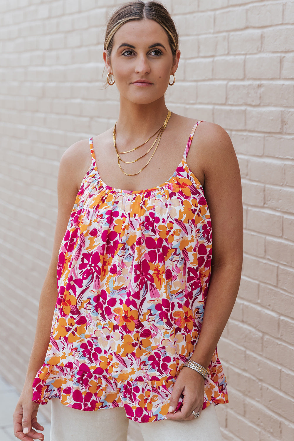 Fiery Floral Loose Fit Tank Top