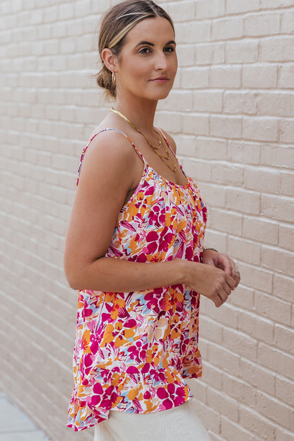 Fiery Floral Loose Fit Tank Top