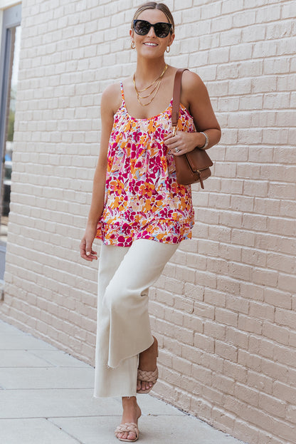 Fiery Floral Loose Fit Tank Top