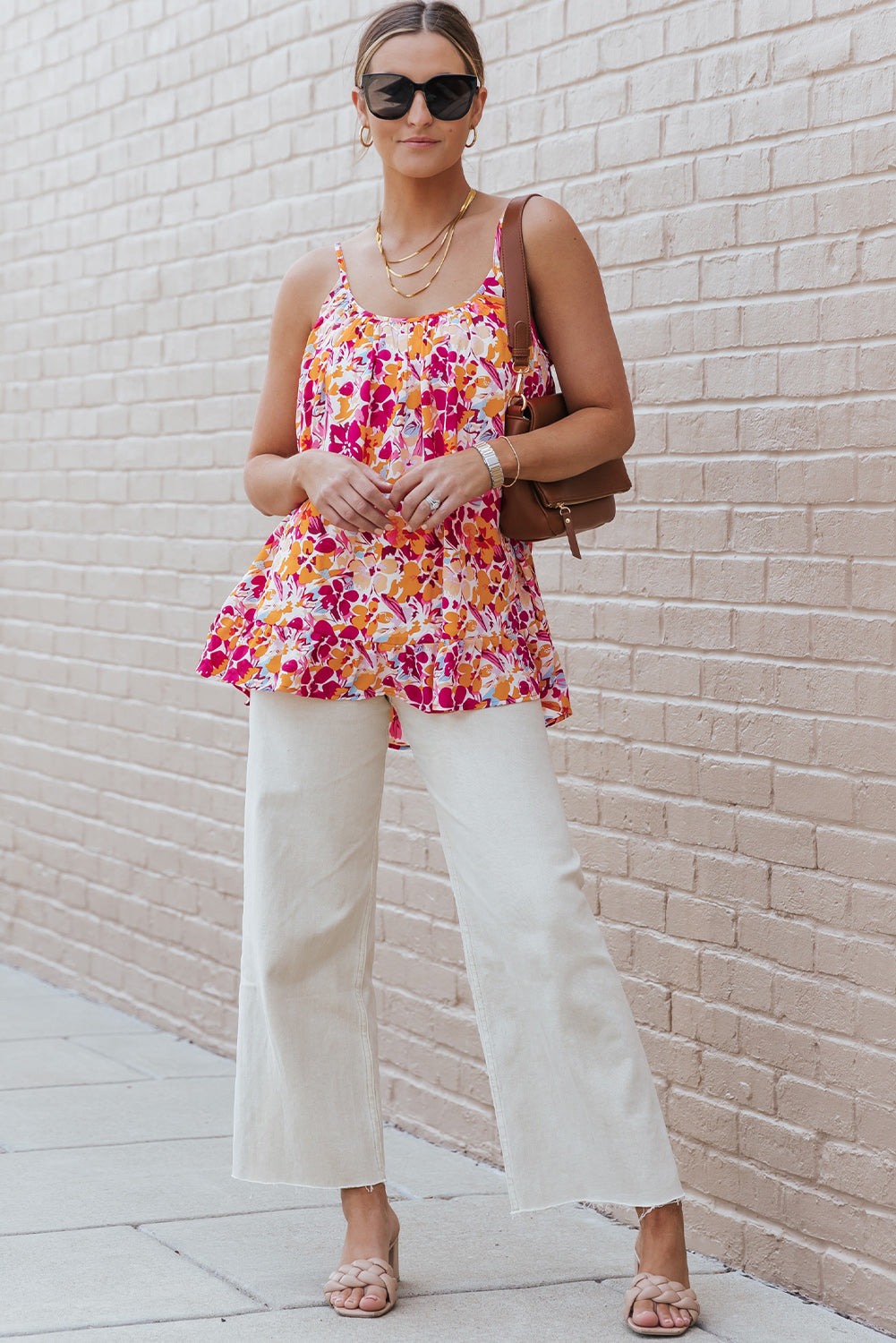 Fiery Floral Loose Fit Tank Top