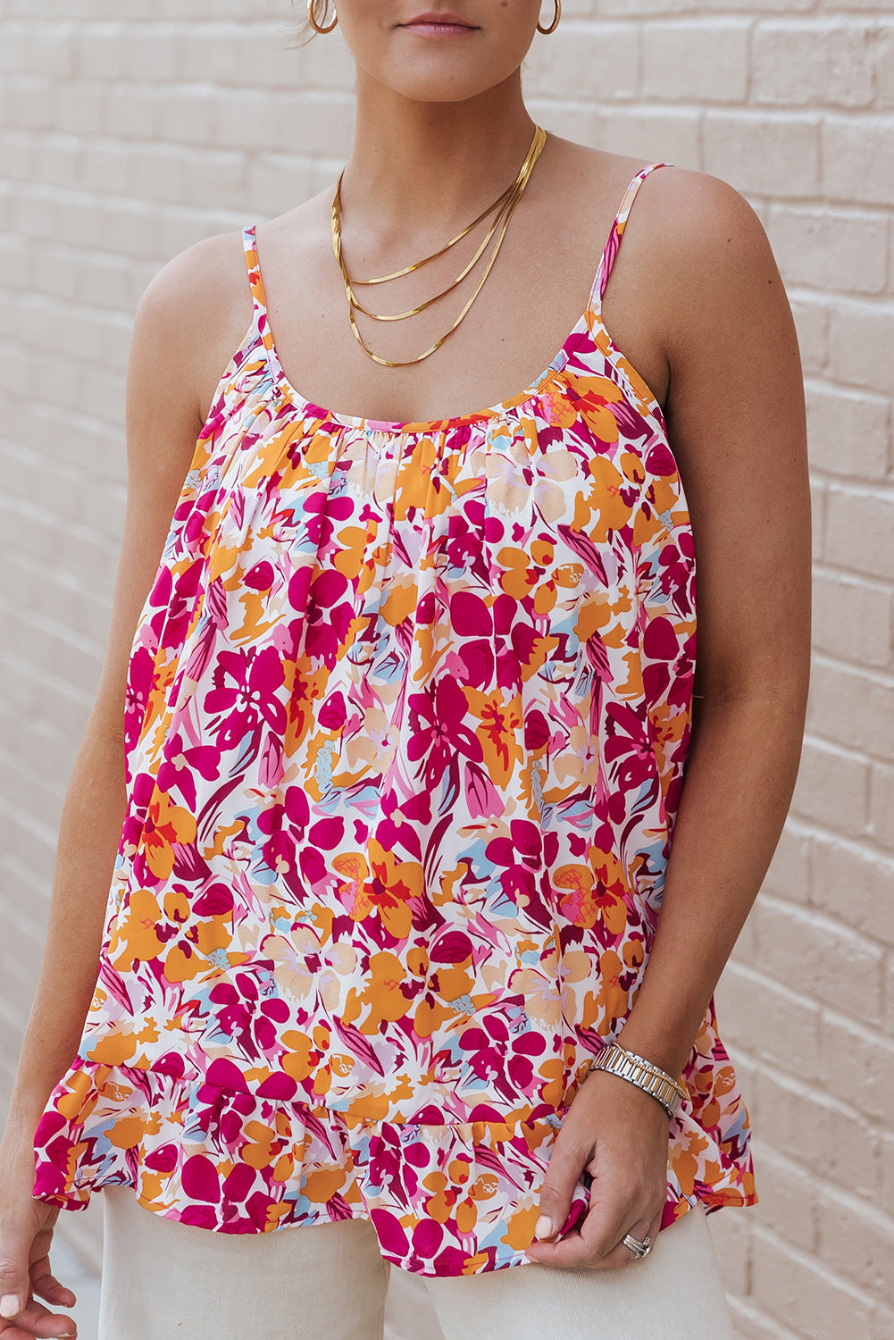 Fiery Floral Loose Fit Tank Top