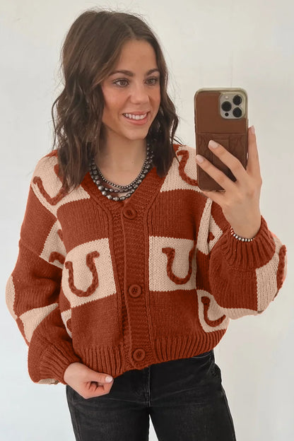 Horseshoe Knit Button Front Cardigan
