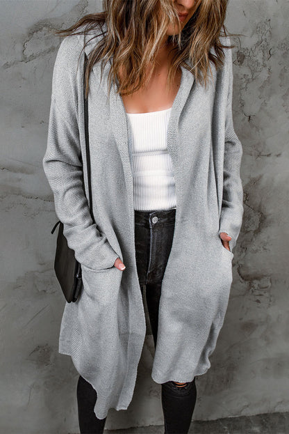 Open Front Hooded Sweater Cardigan