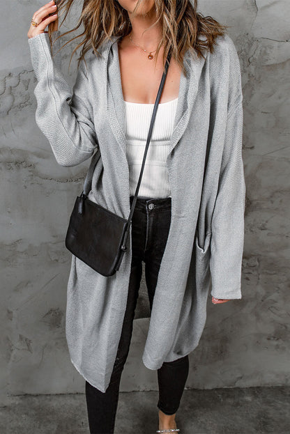 Open Front Hooded Sweater Cardigan