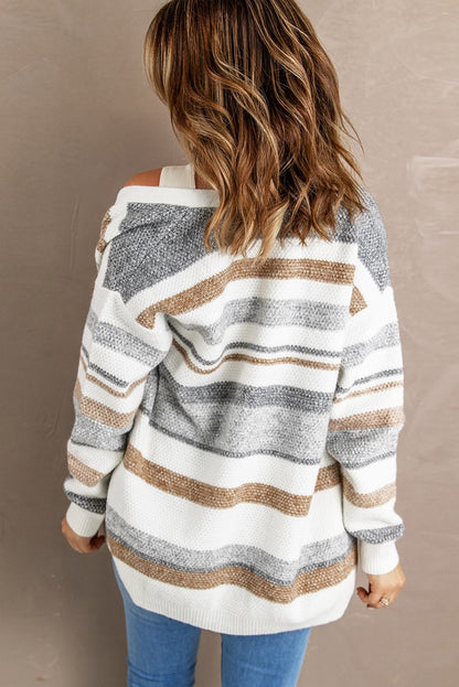 Striped Long Sleeve Cardigan