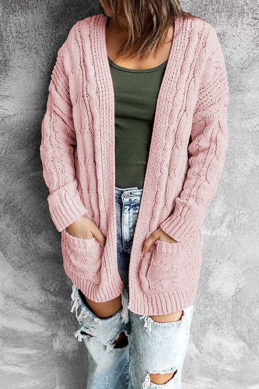 Pink Knitted Cardigan with Pockets