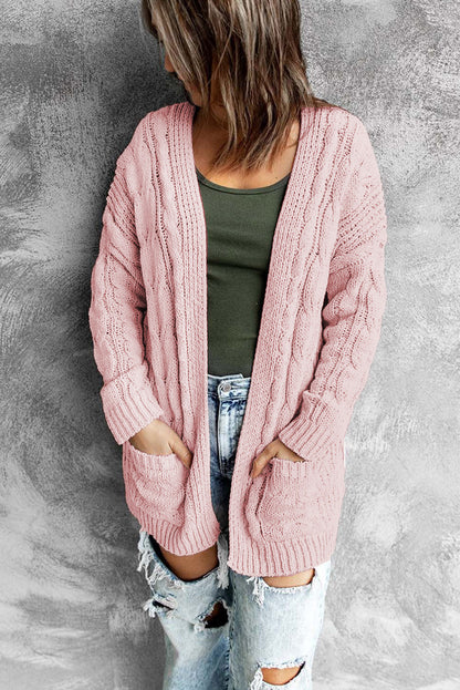 Pink Knitted Cardigan with Pockets