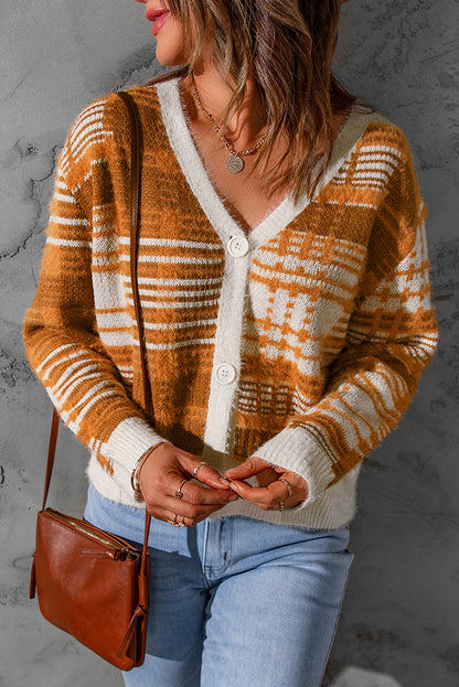 Boho V Neck Knitted Button up Cardigan