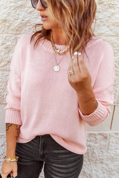 Trendy Knit Ribbed Cuffs Sweater | 2 Colors |