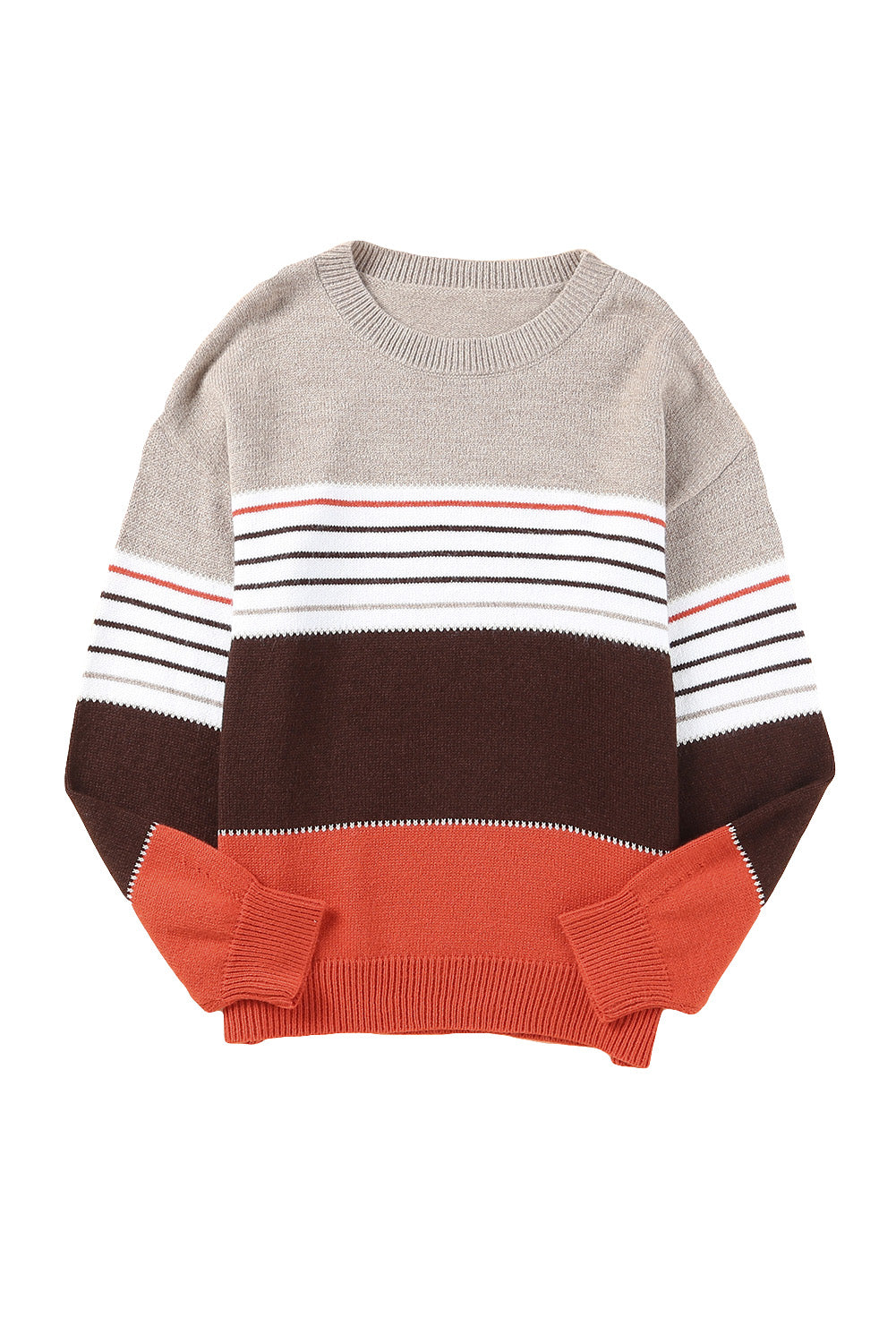 Striped Drop Shoulder Crew Neck Sweater