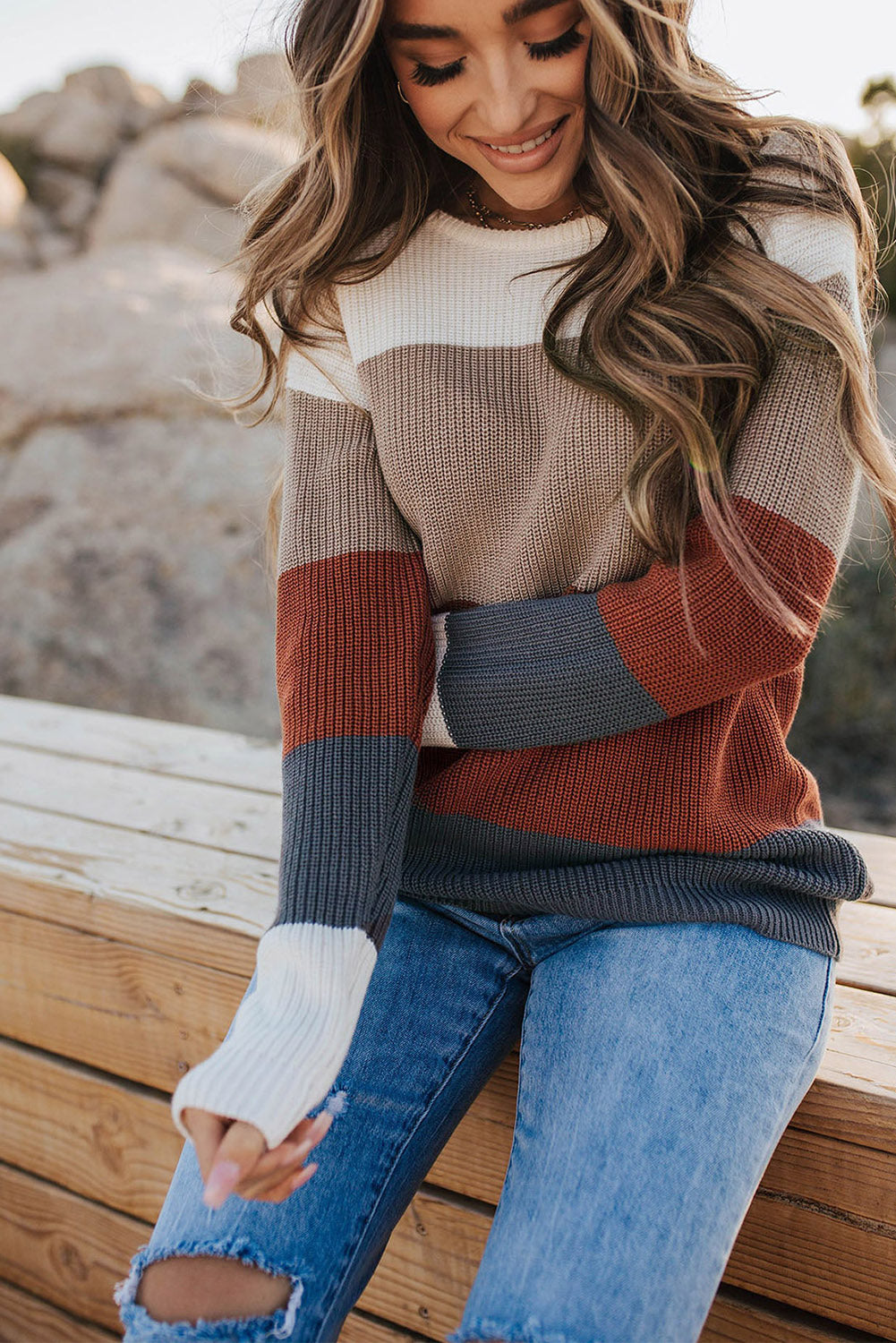 Knitted Colorblock Sweater