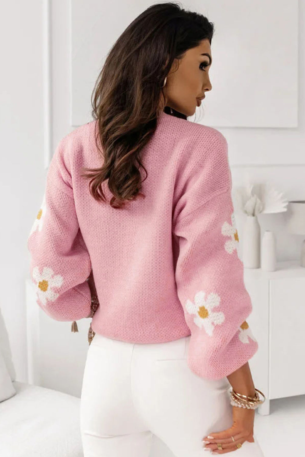 Floral Pattern Drop Shoulder Sweater