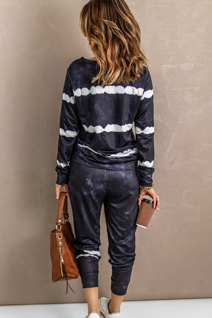 Tie Dye Print Pullover Lounge Pants Set