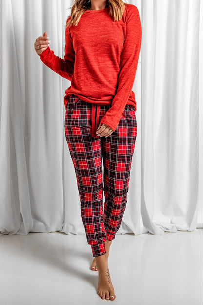 Plaid Pants Loungewear Set