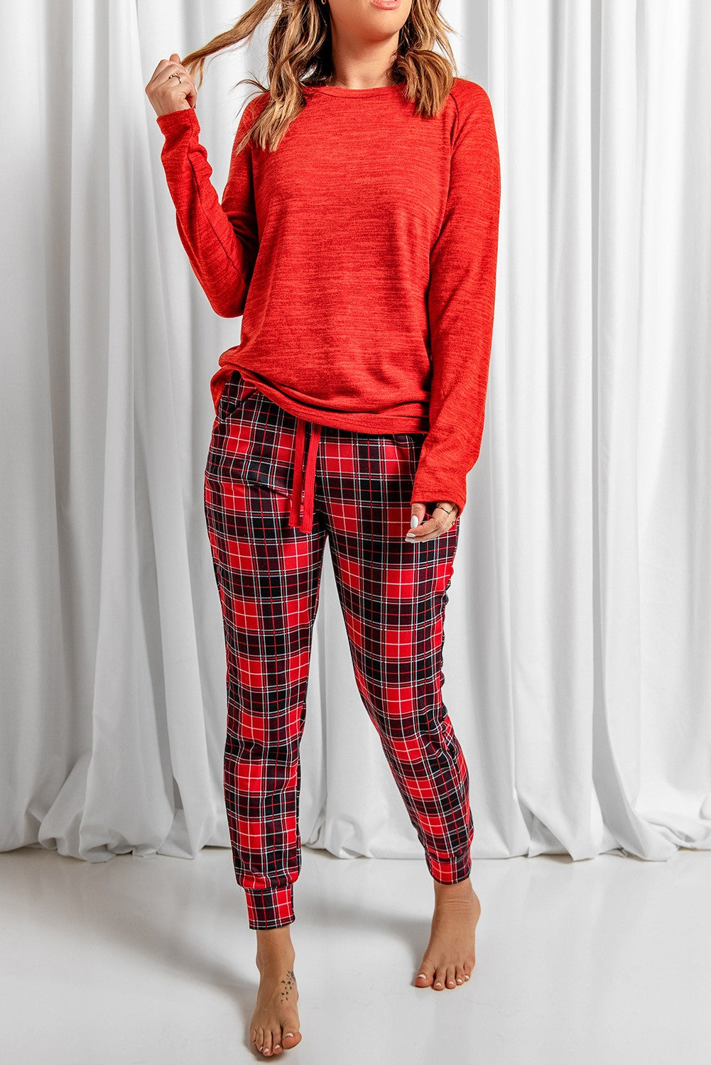 Plaid Pants Loungewear Set