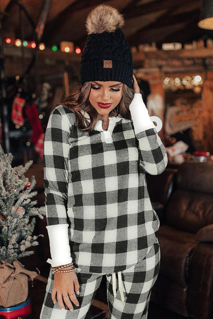 Plaid Long Sleeve Top and Pants Lounge Set | 2 Colors|