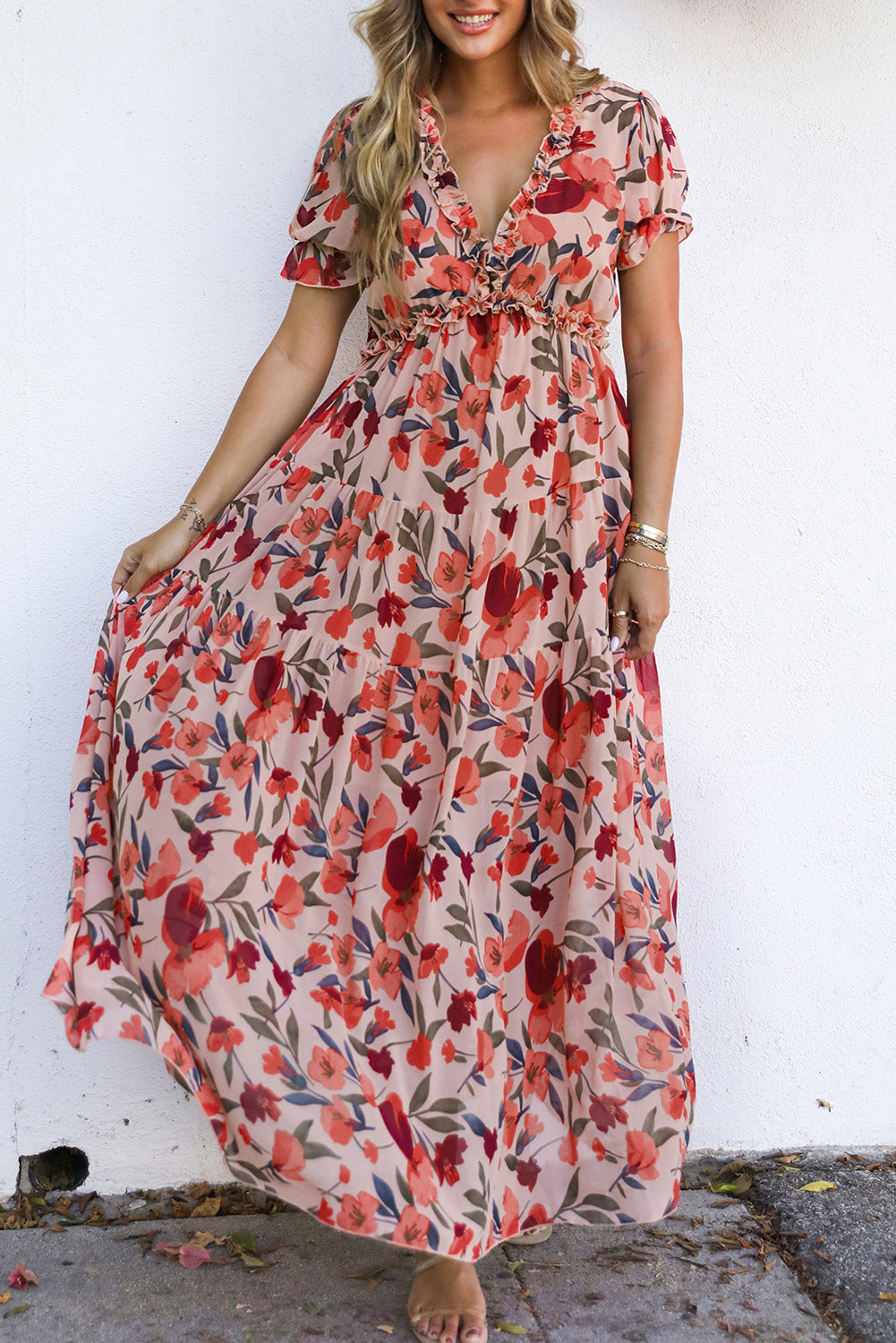 Floral Ruffle Tiered Maxi Dress