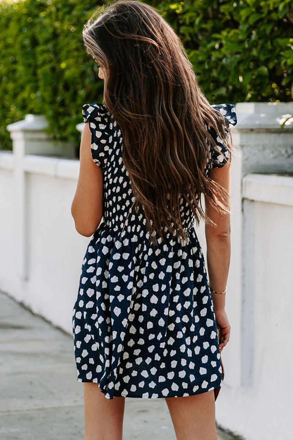 Polka Dot Smocked Mini Dress