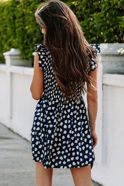 Polka Dot Smocked Mini Dress