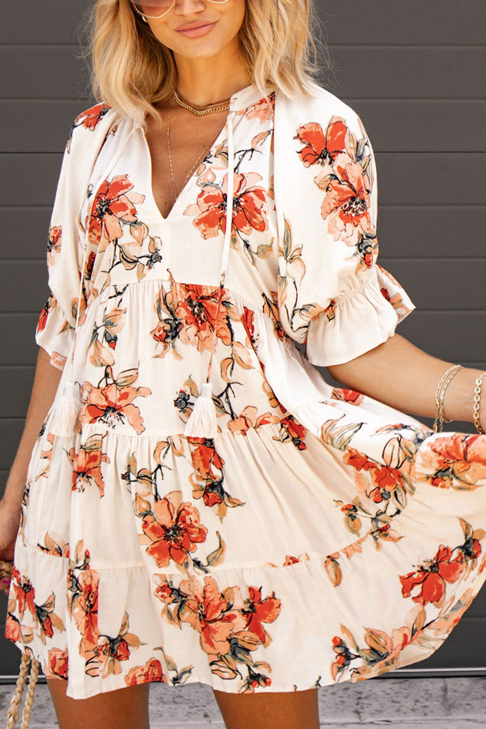 Floral Tiered Mini Dress