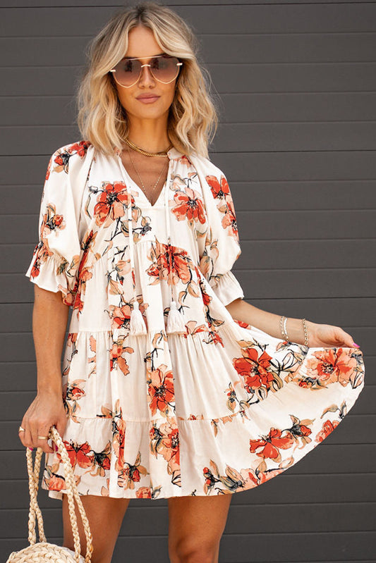 Floral Tiered Mini Dress