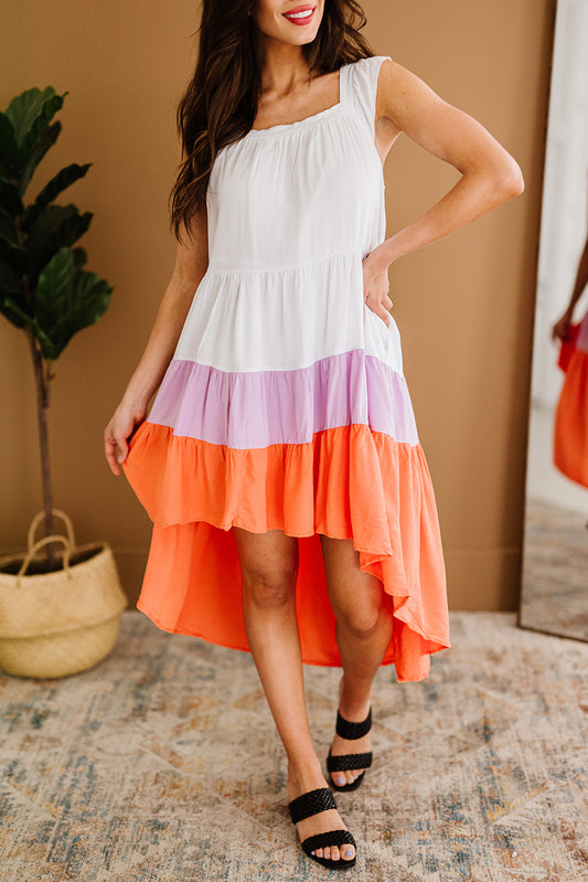 Colorblock Sleeveless Flowy Dress