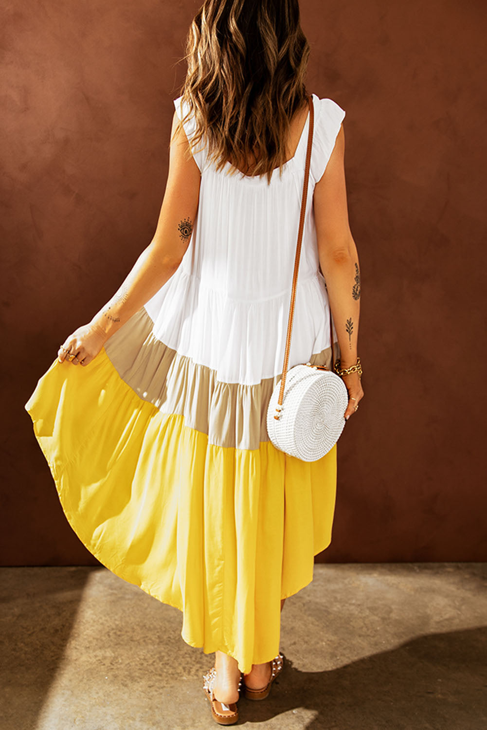 Colorblock Sleeveless Flowy Dress
