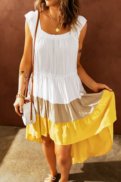 Colorblock Sleeveless Flowy Dress