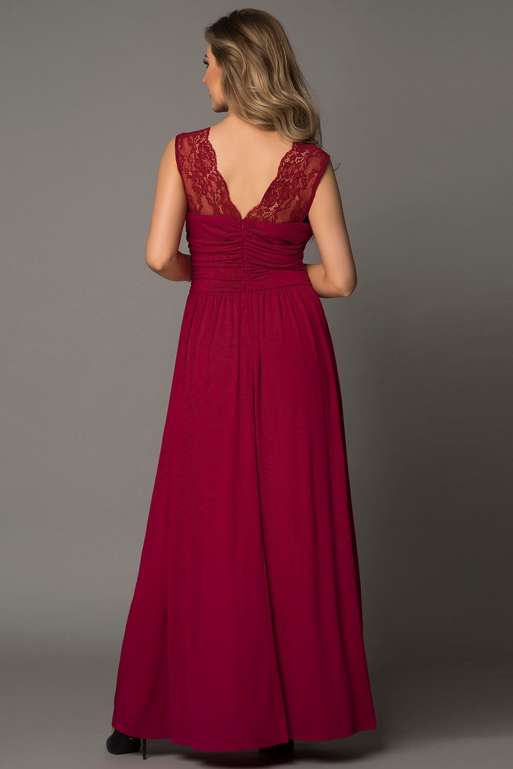 Red Fill Your Heart Lace Empire Waist Maxi Dress