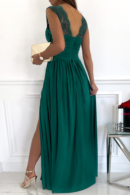 Green Fill Your Heart Lace Empire Waist Maxi Dress